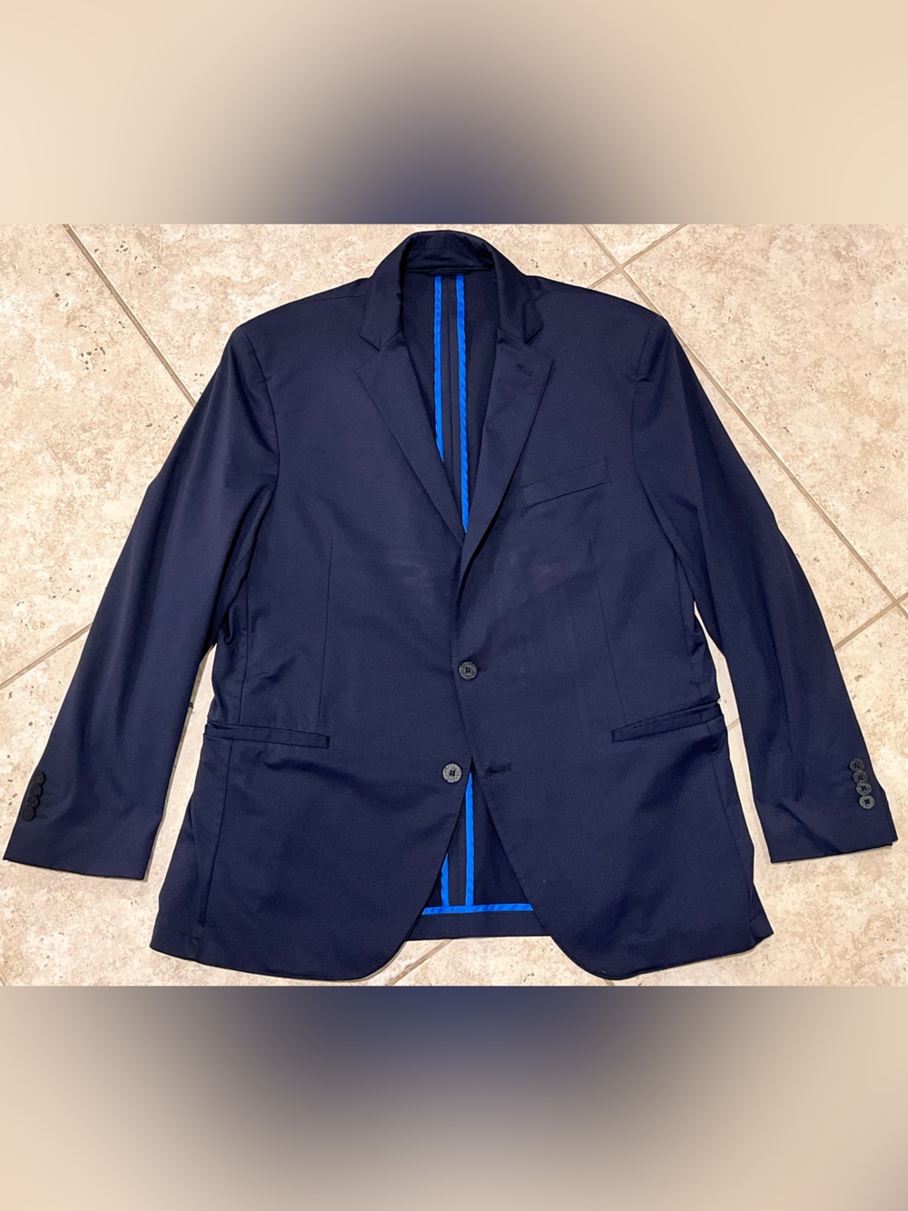 Twillory Blazer 44R Navy Blue Performance Travel Stretch Sport Coat Jacket EUC